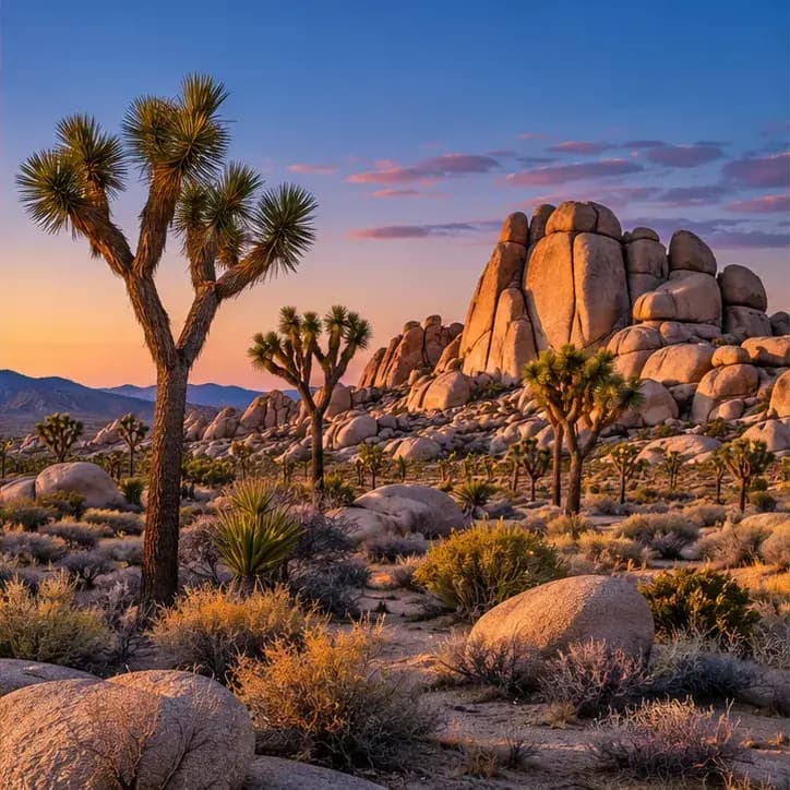 Joshua Tree desert scenery near the central park campgrounds.