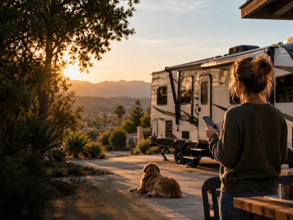 Illustrative RV travel scene