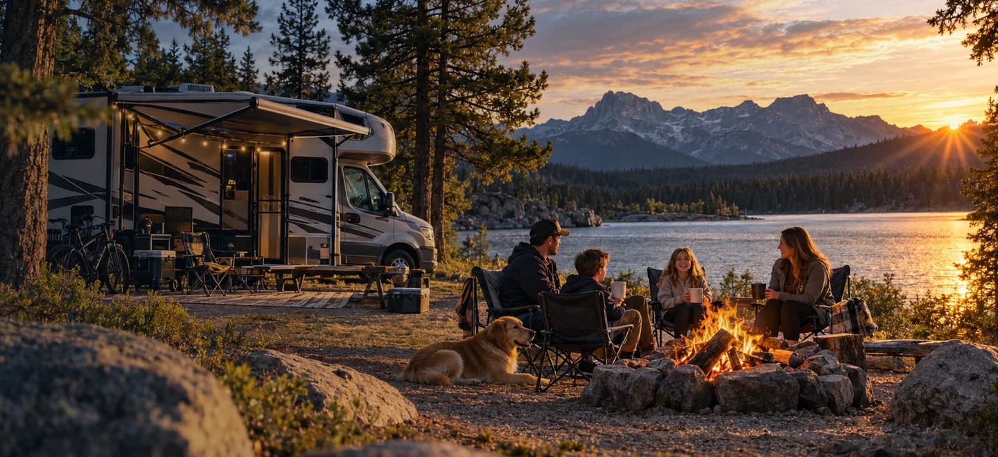 Illustrative RV travel scene