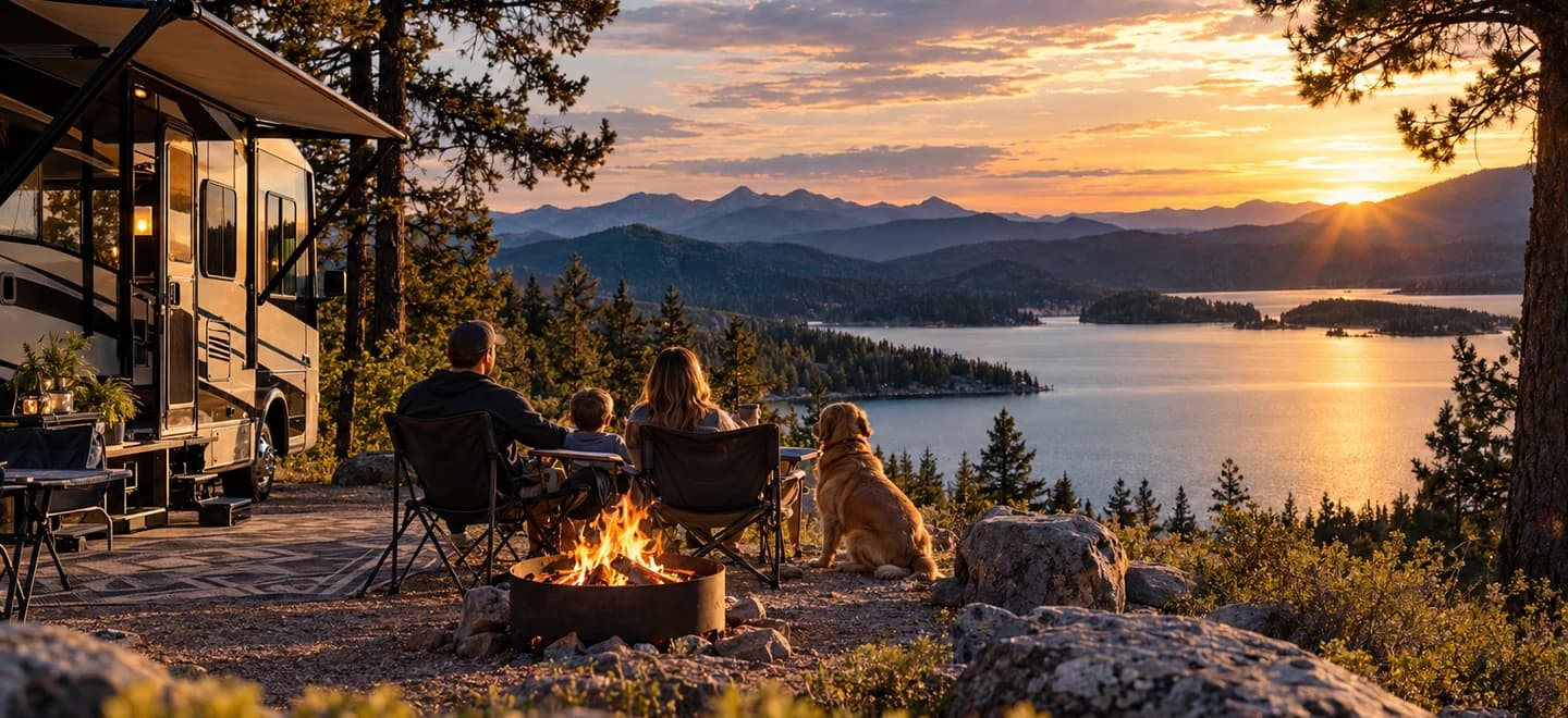 Illustrative RV travel scene