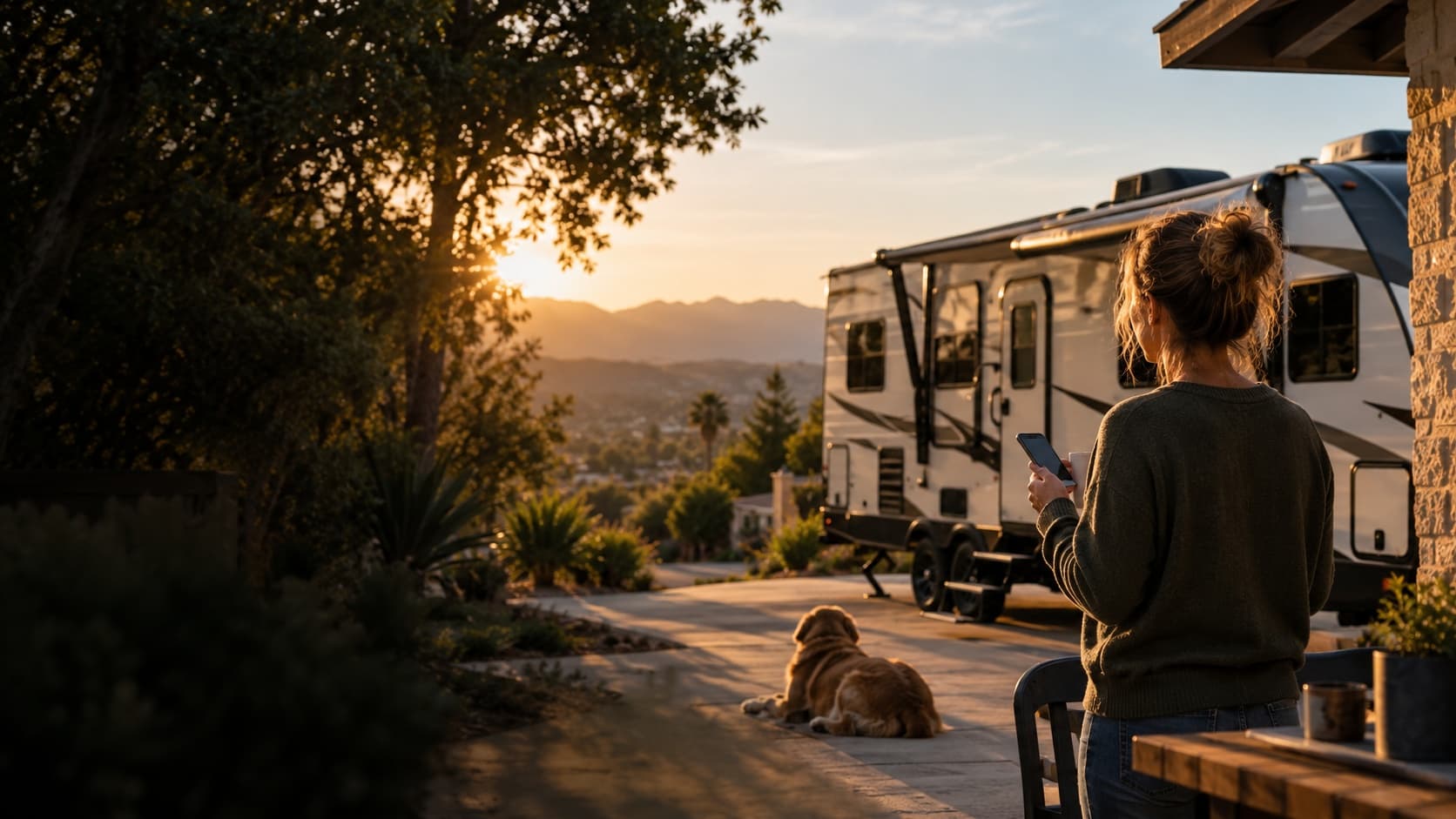 Illustrative RV travel scene